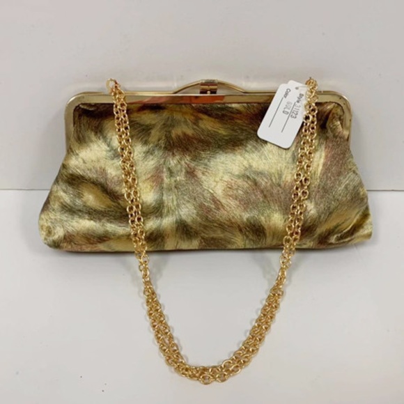 Classic Golden Women Polyester Clutch Bag - Picture 1 of 4